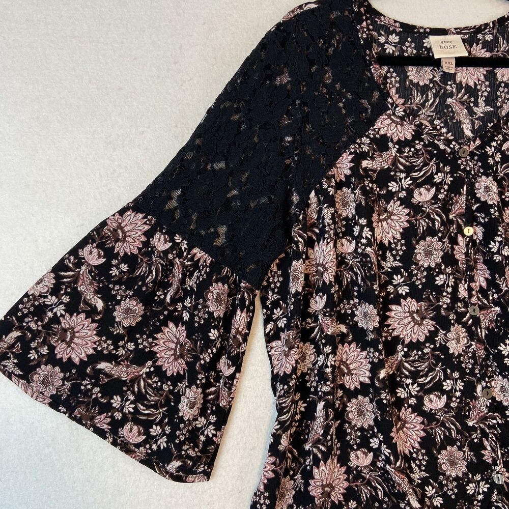 Knox Rose Top Womens XXL Floral Lace Dark Cottage Witchy Whimsigoth Romantic - Picture 2 of 7